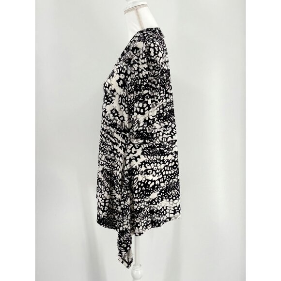 Chaus New York Black & White Womens Tunic Combo Asymmetrical Hem Top Size XL - Picture 2 of 9